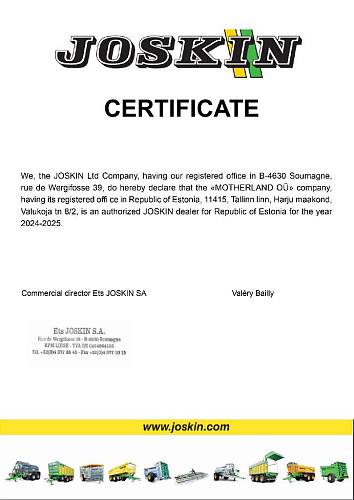 Joskin Certificate